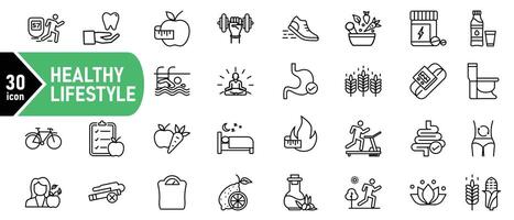 simples conjunto do esboço ícones sobre saudável estilo de vida vetor