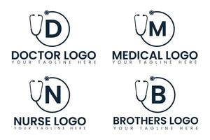 estetoscópio médico logotipo projeto, logotipo projeto, profissional médico logotipo com estetoscópio, estetoscópio saúde Serviços, moderno médico logotipo com estetoscópio, saúde, doutor, enfermeira, médico vetor