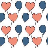 uma padronizar do balões dentro a forma do uma coração e comum retro estilo. desatado padronizar com vôo balões dentro rosa, azul. uma textura para impressão em uma feriado. colori bolas em uma branco fundo vetor