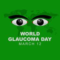 mundo glaucoma dia é célebre cada ano em marcha 12. poster bandeira cumprimento Projeto com fita e olhos. vetor ilustração