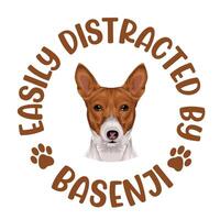 facilmente distraído de basenji cachorro tipografia t camisa Projeto pró vetor