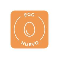 simples isolado vetor logotipo crachá ingrediente Atenção rótulo. colorida alérgenos ícones. Comida intolerância ovo. escrito dentro espanhol e Inglês