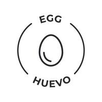 simples isolado vetor logotipo crachá ingrediente Atenção rótulo. alérgenos ícones. Comida intolerância ovo. escrito dentro espanhol e Inglês
