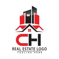 CH real Estado logotipo vermelho cor Projeto casa logotipo estoque vetor. vetor