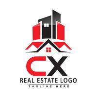 cx real Estado logotipo vermelho cor Projeto casa logotipo estoque vetor. vetor