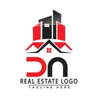 dn real Estado logotipo vermelho cor Projeto casa logotipo estoque vetor. vetor