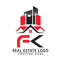 fk real Estado logotipo vermelho cor Projeto casa logotipo estoque vetor. vetor