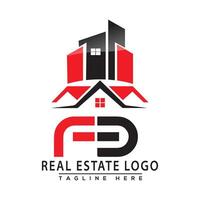fd real Estado logotipo vermelho cor Projeto casa logotipo estoque vetor. vetor