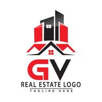 gv real Estado logotipo vermelho cor Projeto casa logotipo estoque vetor. vetor