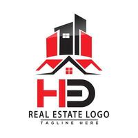 hb real Estado logotipo vermelho cor Projeto casa logotipo estoque vetor. vetor