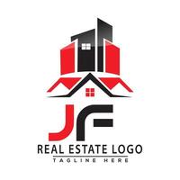 jf real Estado logotipo vermelho cor Projeto casa logotipo estoque vetor. vetor