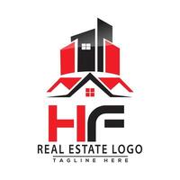 hf real Estado logotipo vermelho cor Projeto casa logotipo estoque vetor. vetor