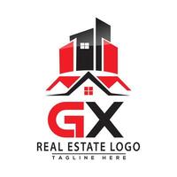 gx real Estado logotipo vermelho cor Projeto casa logotipo estoque vetor. vetor