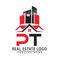 pt real Estado logotipo vermelho cor Projeto casa logotipo estoque vetor. vetor