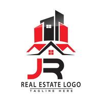 jr real Estado logotipo vermelho cor Projeto casa logotipo estoque vetor. vetor