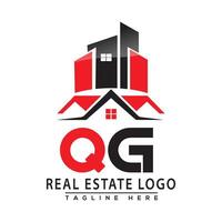 qg real Estado logotipo vermelho cor Projeto casa logotipo estoque vetor. vetor