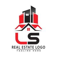 ls real Estado logotipo vermelho cor Projeto casa logotipo estoque vetor. vetor