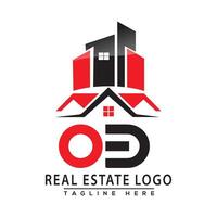 ob real Estado logotipo vermelho cor Projeto casa logotipo estoque vetor. vetor