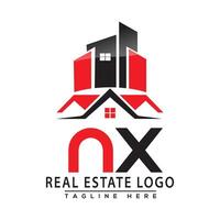 nx real Estado logotipo vermelho cor Projeto casa logotipo estoque vetor. vetor