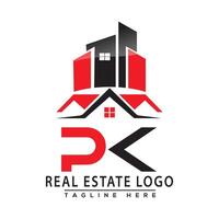 pk real Estado logotipo vermelho cor Projeto casa logotipo estoque vetor. vetor