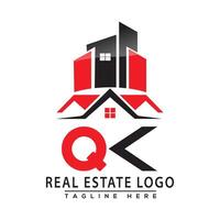qk real Estado logotipo vermelho cor Projeto casa logotipo estoque vetor. vetor