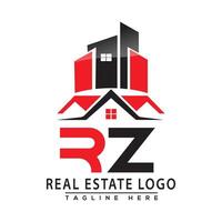 rz real Estado logotipo vermelho cor Projeto casa logotipo estoque vetor. vetor