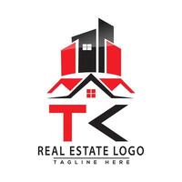 tk real Estado logotipo vermelho cor Projeto casa logotipo estoque vetor. vetor