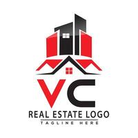 vc real Estado logotipo vermelho cor Projeto casa logotipo estoque vetor. vetor