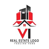 vi real Estado logotipo vermelho cor Projeto casa logotipo estoque vetor. vetor