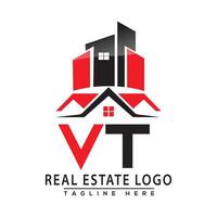 vt real Estado logotipo vermelho cor Projeto casa logotipo estoque vetor. vetor