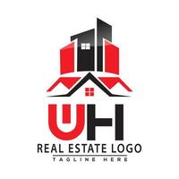 wh real Estado logotipo vermelho cor Projeto casa logotipo estoque vetor. vetor