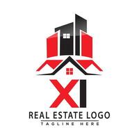 XI real Estado logotipo vermelho cor Projeto casa logotipo estoque vetor. vetor