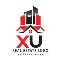 xu real Estado logotipo vermelho cor Projeto casa logotipo estoque vetor. vetor