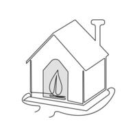 uma linha contínuo moderno casa arquitetônico desenhando e família casa esboço minimalista única linha arte ilustração vetor