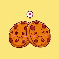 fofa biscoitos casal desenho animado vetor ícone ilustração. Comida objeto ícone conceito isolado Prêmio vetor. plano desenho animado estilo