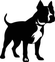 americano Staffordshire terrier Preto silhueta vetor