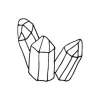 cristais ter a forma do regular poliedros. sólido. a Magia do precioso pedras. doodle. vetor ilustração. mão retirou. contorno.