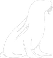 Leão marinho esboço silhueta vetor
