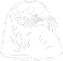 mar lontra esboço silhueta vetor