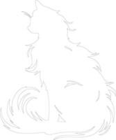 oriental cabelo longo gato esboço silhueta vetor