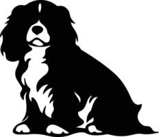 descuidado rei Charles spaniel Preto silhueta vetor