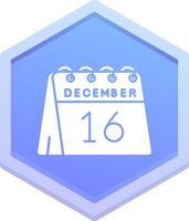 Dia 16 do dezembro polígono ícone vetor