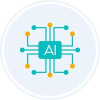 artificial inteligência glifo dois cor círculo ícone vetor