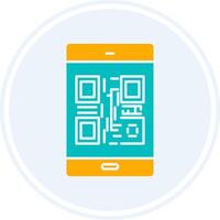 qr código glifo dois cor círculo ícone vetor