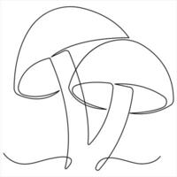 cogumelo contínuo solteiro linha arte desenhando plantas conceito esboço vetor