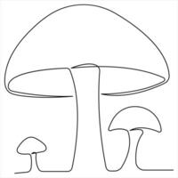cogumelo contínuo solteiro linha arte desenhando plantas conceito esboço vetor