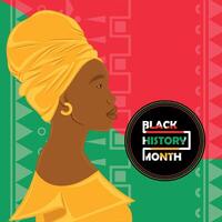 Preto história mês poster afro americano menina personagem vetor