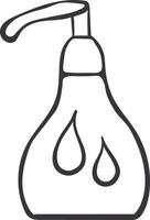 ícone do higiênico dosador líquido pele óleo para bebês. mão desenhado vetor ilustração isolado em branco fundo.