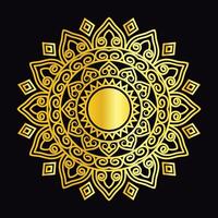 luxo mandala Projeto Preto fundo dentro dourado cor vetor