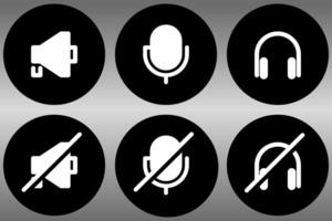 audio ícone definir, desabilitar audio ícone botão vetor